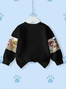 SHEIN | PAW Patrol 男童可爱卡通狗印花撞色保暖卫衣，休闲日常穿着，秋冬季 - 白色 - 查看 2