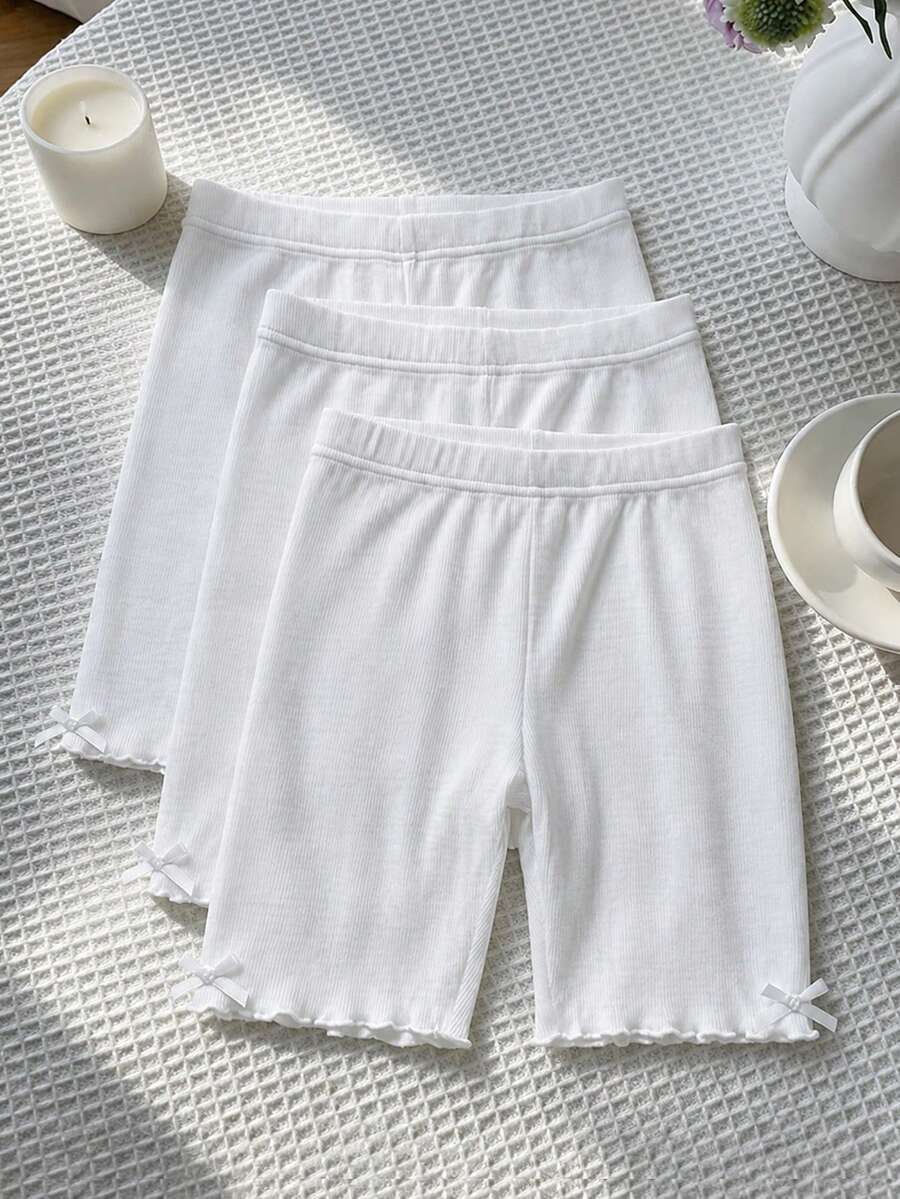SHEIN 3PCS Tween Girls Leggings - White - View 1