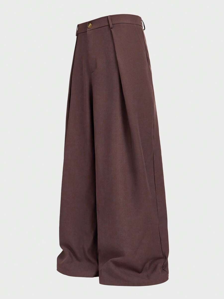 EASEVO Men's Plus Size Solid Color Casual Versatile Everyday Travel Pants - Coffee Brown - View 1