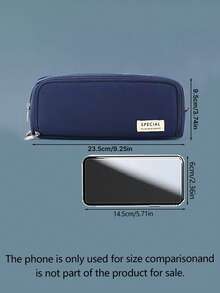 Japanese & Korean Style, Macaron Colors, Unisex, Transformable, Large Capacity, Upgraded Pencil Case/Box, New Model, Pen Holder, Stationery Pouch, Student Pencil Bag, Storage Pouch, Minimalist Storage Pouch. - navy blue - View 3