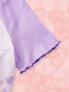 HELLO KITTY AND FRIENDS | SHEIN Gaun Santai Lengan Pendek Raglan Motif Kartun untuk Anak Perempuan - Purple - View 6
