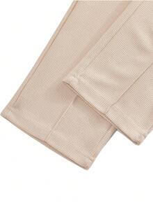 Manfinity Homme Men's Contrast Color Button Half-Placket Long Sleeve Top And Pants Set - Beige - View 8