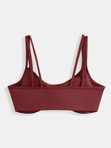 SHEIN Cheerettes Women's Spaghetti Strap Sports Bra Gym Workout Fitness Pilates High Support Burgundy Red All Season - Burgundy - View 4