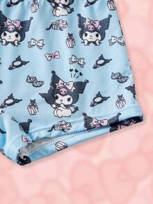 HELLO KITTY AND FRIENDS | SHEIN Set Pakaian Kasual Sehari-hari untuk Remaja Perempuan: Atasan Camisole Motif Kartun Huruf dan Celana Dalam Hipster - Biru - View 7