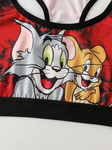 TOM & JERRY X SHEIN Women's Cartoon Print Lingerie Set - Red - View 6