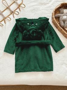 LMoss Kids 兒童小男孩針織素色刺繡連帽休閒秋冬開襟衫居家服 - 綠色 - 查看 3