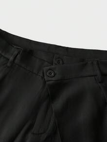 SWAVVY Pantalones largos casuales de unicolor 2 en 1 para hombres - Negro - Ver 6