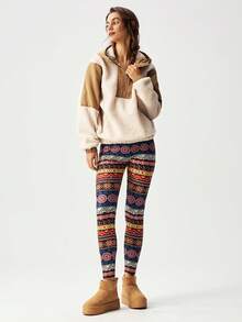 Bohemela Casual Vacation Knit Printed Slim Fit Women's Leggings - Multicolor - View 4