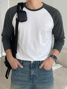 DAZY Men's Colorblock Raglan Sleeve T-Shirt - White - View 5