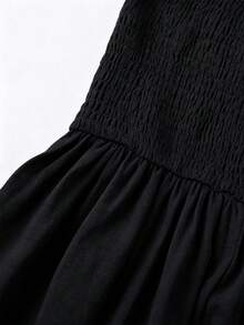 SHEIN Franclia 夏季新款度假風V領細肩帶女款洋裝 - 黑色 - 查看 4
