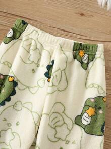 2pcs/Set Kids Young Boy Autumn/Winter Cute Casual Cartoon Dinosaur Pattern Fleece Top & Pants Loungewear Set, Fleece Set, Dinosaur Set, Loungewear Set, Boys Set - Multicolor - View 7