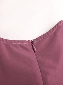 Tween Girl 秋季粉色校服洋裝，蕾絲飾邊拼接彼得潘領收腰 A 字裙長洋裝，隱形拉鍊，適合小學與國中返校及校外教學穿搭 - 粉色 - 查看 6
