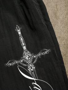 Gym Rark Pantalones deportivos largos para hombre con estampado de letras y cintura con cordón - Negro - Ver 4