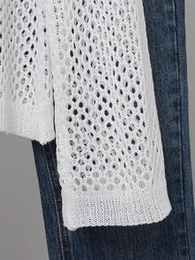 GlowEve Women's New Spring Autumn Winter Fashion Casual Versatile Lazy Off-Shoulder Hollow Out Sweater - White - View 4