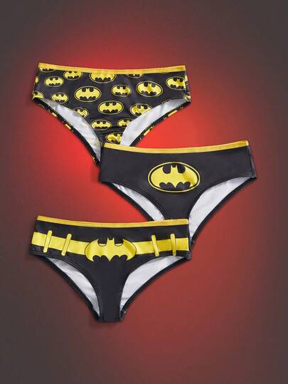 Batman X ROMWE Contrast Waistband Women's Triangle Panties 3-Pack