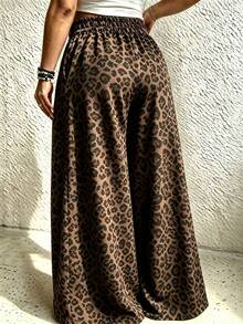 EMERY ROSE Plus Size Women Floral Print Casual Daily Wear Wide Leg Pants Fall - Multicolor - View 2