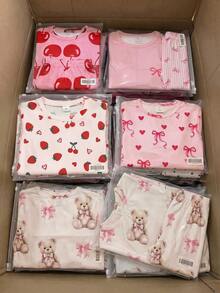 SHEIN Pakaian Santai Nyaman Bermotif Buah Kartun Lucu Cetak Digital untuk Anak Perempuan Remaja - MultiWarna - View 4