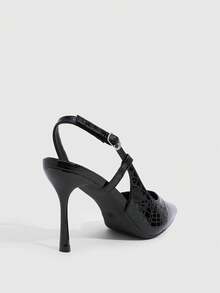 CUCCOO SZL Women's Spring And Summer Black Stone Pattern Pointed High Heels Women's Rear Strap Stiletto Shoes - Black stone pattern - View 9