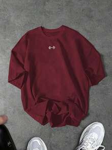 Gym Rark Men's Letter Print Short Sleeve Sports T-Shirt, Gym - Red - View 2