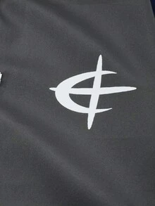 PAVTROS 男士對比色圖案印花立領拉鍊長袖美式足球夾克 - 深灰色 - 查看 6