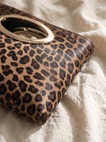 Cirelle 1Pc/2Pcs Portable PU Leather Hand Clutch Equipped With Shiny Metal Hardware. Retro Leopard And Minimalist Woven Designs Are Selectable. Large Capacity Holds Personal Essentials, Perfect For Multiple Occasions As A Refined Festival Gift For Females. - Multicolor - View 2