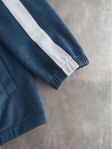 PAVTROS Chaqueta casual diaria de bloques de color con patrón de letras para hombres - Azul - Ver 6