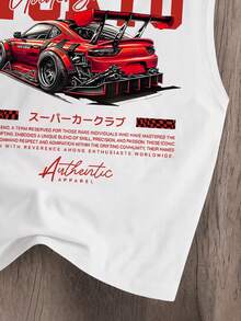 Manfinity Joysei 男士字母賽車印花休閒日常穿著上衣 - 白色 - 查看 5