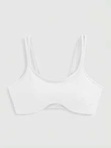 SHEIN Cheerettes Bra Olahraga Wanita Polos Kasual Serbaguna untuk Penggunaan Sehari-hari - Putih - View 3