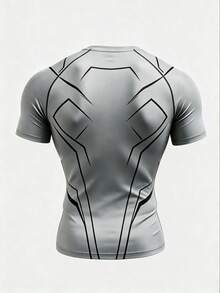 GymBeat Kaos Olahraga Pria Lengan Pendek Raglan Motif Laba-laba, untuk Gym - Hitam - View 2