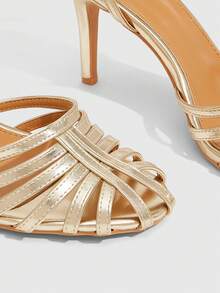 CUCCOO SZL Golden Strap Women's Fashion High Heel Sandals - Gold - View 5