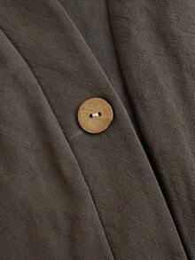 Linhara CURVE Jaket Wanita Kasual Sehari-hari Model Terbaru 2026, Bahan Linen Imitasi Ukuran Plus, Bahan Cardigan - Coffee Brown - View 5
