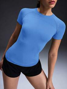 Powerista Solid Color Short Sleeve Slim Fit Sports T-Shirt - Blue - View 7