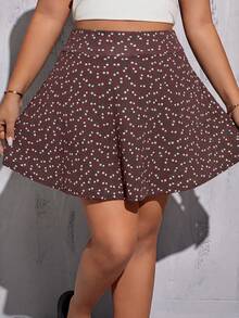 Shapeblank Plus Size Summer Casual Boho Ditsy Floral Shorts Vacation Dark Green - Coffee Brown - View 5