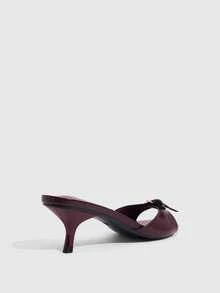 CUCCOO SZL 5.5CM 小貓跟方扣女款高跟涼鞋，酒紅色高跟涼鞋，通勤派對約會外出時尚女款高跟涼鞋 - 酒紅色 - 查看 3