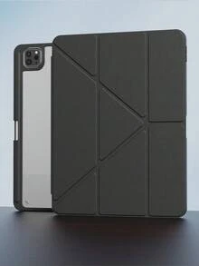 1 Buah Casing Akrilik Lipat Y Warna Solid untuk Air Generasi ke-5/ke-9/A16 dengan Slot Pena, Fitur Tidur dan Bangun Otomatis, Penyangga Multi-Sudut, Kulit PU Hitam - Hitam - View 7