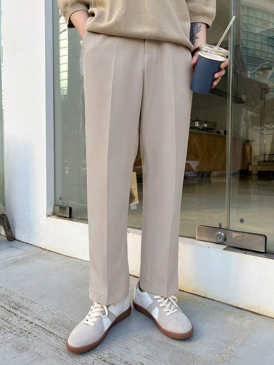 DAZY Men's Casual Versatile Commute Solid Color Dress Pants - Apricot - View 1