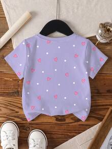 My Little Pony X SHEIN Young Girl Cartoon Heart Print Short Sleeve T-Shirt - White - View 2