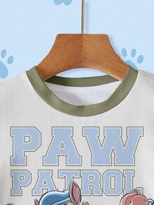 SHEIN | PAW Patrol 男童撞色卡通字母印花T恤 - 白色 - 查看 3