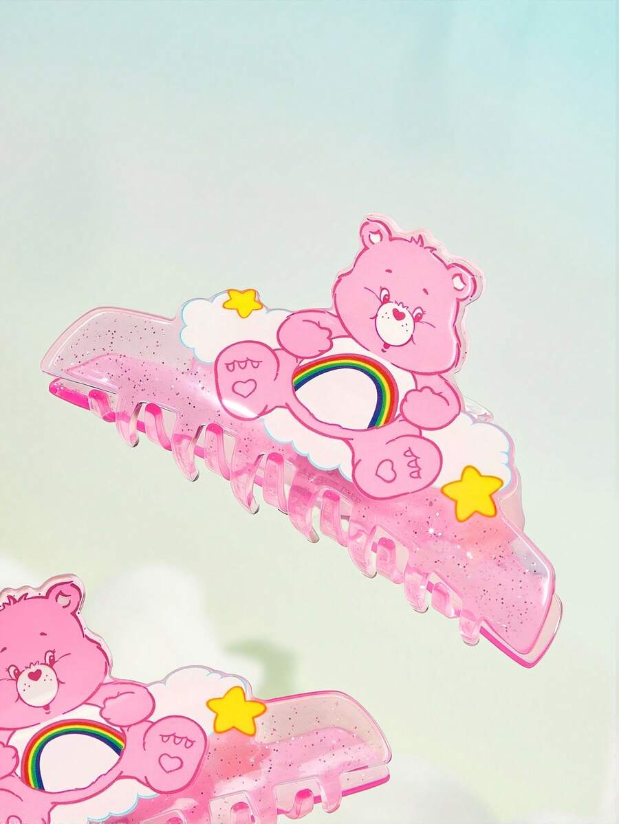 SHEIN X Care Bears 時尚可愛卡通髮夾,適合女孩與女士,居家、沐浴、美容護理、美髮造型完美適用 - 粉色 - 查看 1