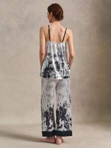 EverLounge Women's Blue And White Porcelain Print Camisole Top And Long Pants Pajama Loungewear Set - Multicolor - View 3