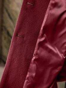 MOTF PREMIUM 毛領圍巾披肩大衣 - 酒紅色 - 查看 8