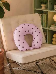 SHEIN 1 Piece Of Soft And Comfortable Polka Dot Printed Neck Pillow, Suitable For Travel, Travel And Home Furnishing - Purple dot - View 8