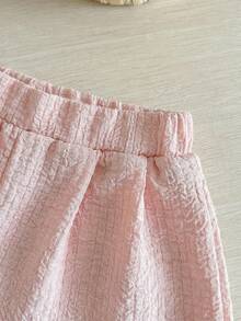 Set de 2 piezas de ropa casual, con decoración de moño lindo en la espalda, adecuado para primavera, verano y otoño - Multicolor - Ver 9