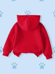 SHEIN | PAW Patrol 小男孩卡通图案连帽长袖卫衣 - 紅色 - 查看 2