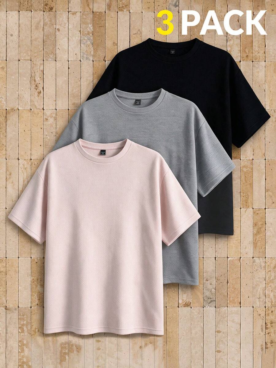 HIMLAND Men's Casual Versatile Solid Color Short Sleeve T-Shirt - Multicolor - View 1