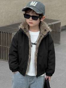 DAZY Young Boy Thermal Lined Casual Daily Wear Winter Padded Coat Fall - Black - View 7