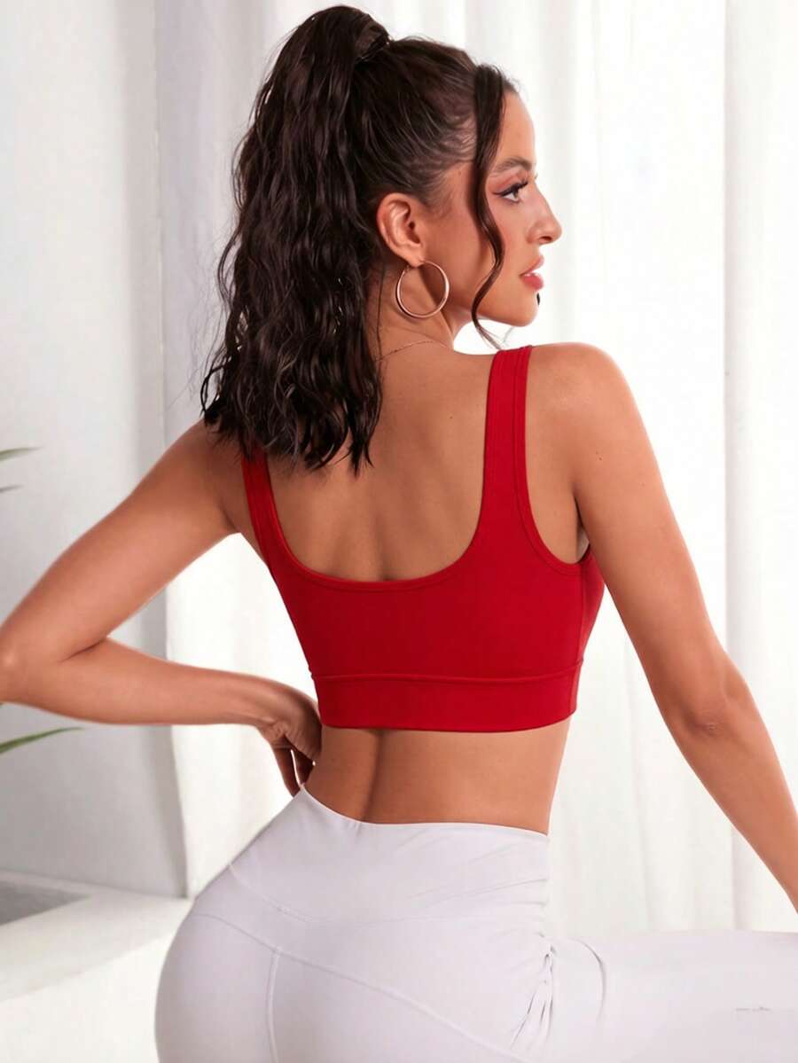 Easithlete Easithlete 女款純色百搭優雅運動內衣 - 紅色 - 查看 1