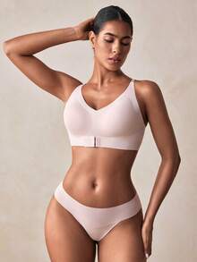 Veilyse EssElegance Sports Bra, Wireless, Comfortable, Breathable, Lift, Spring/Summer & All Season, Sexy, Front Closure, Camisole - Apricot - View 7