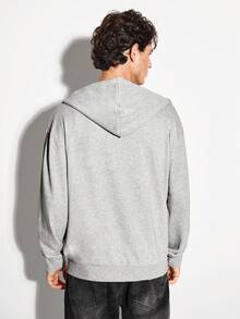 Colvenic Men's Grey Letter Print Hoodie - Light Grey - View 7