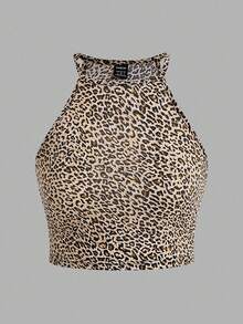 SHEIN EZwear 3件組休閒豹紋女款背心，適合夏季 - 彩色 - 查看 4